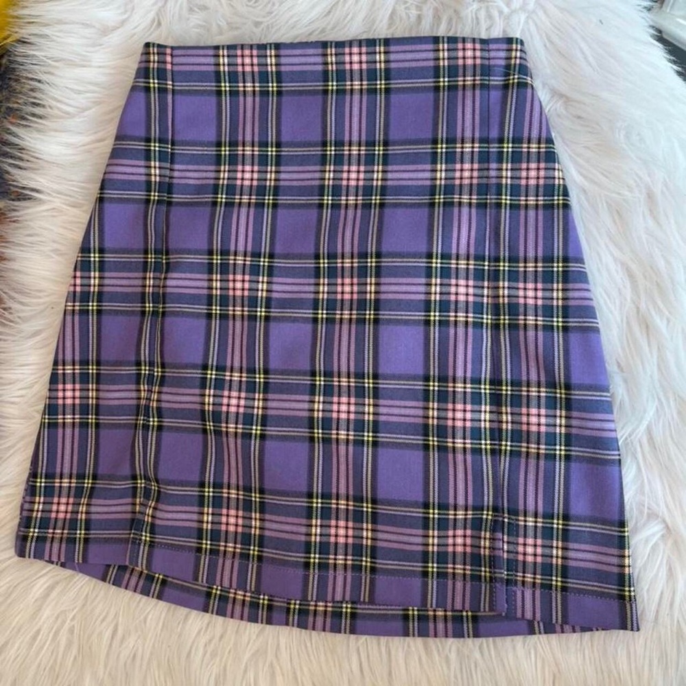 Brandy Melville John Galt Purple Plaid Mini Skirt